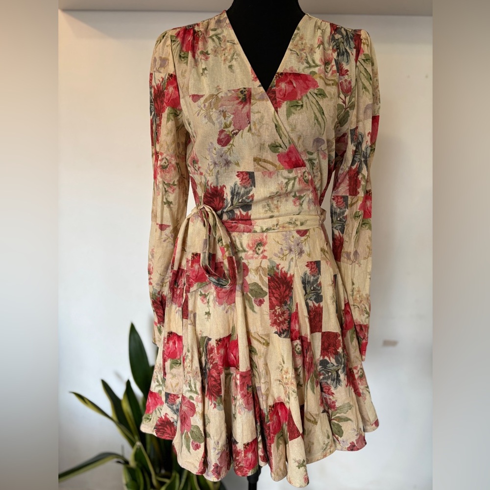 Sézane Solana dress in a mini floral patchwork linen blend size 38 US 6 - Picture 2 of 10
